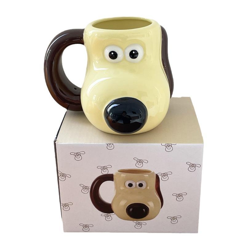Super cute hand-painted master dog ceramic mug high value large capacity children's breakfast milk cup cartoon cup