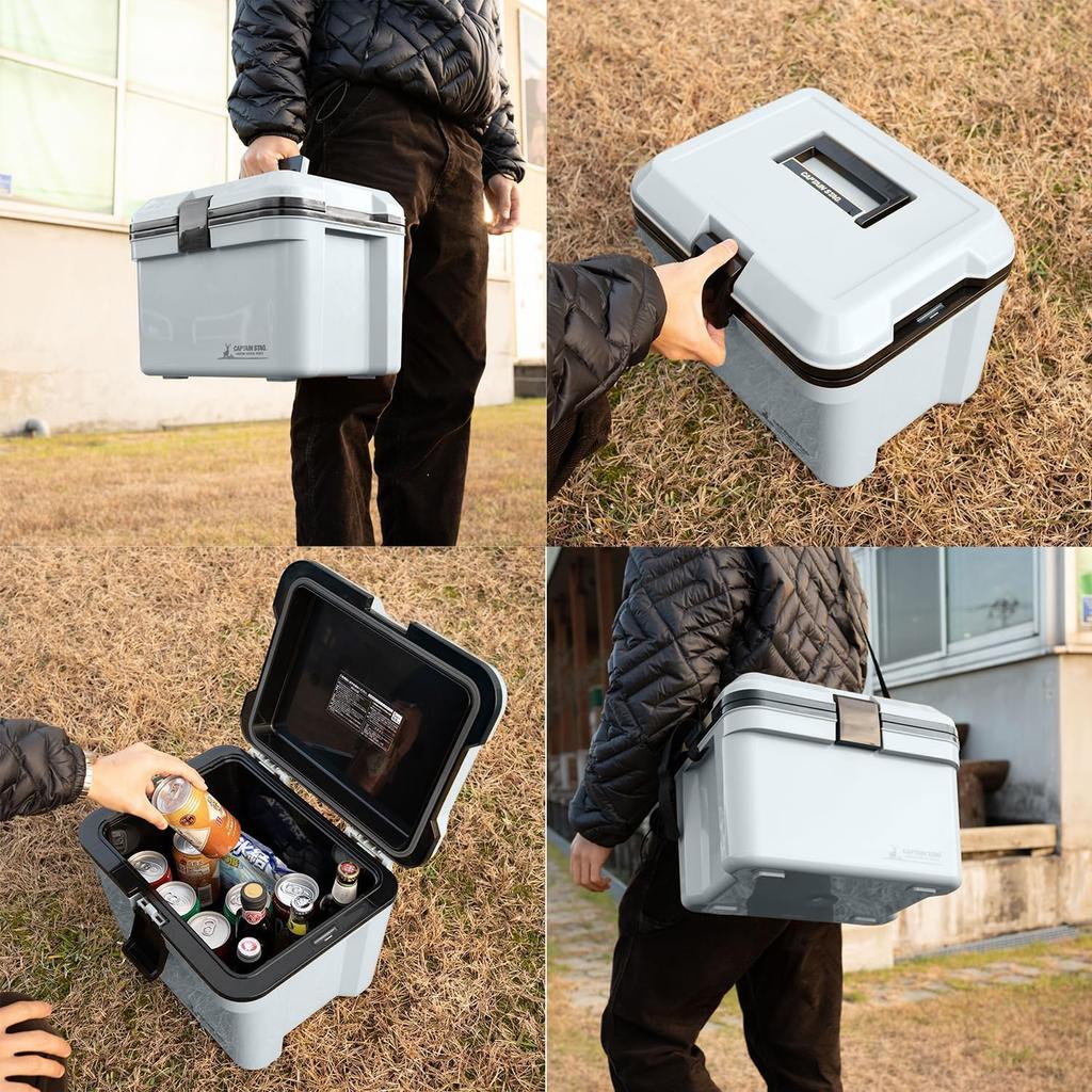 Captain Stag Cooler 14L with Shoulder Blue Made in Box, Capacity, Strap, Gray, Japan, UY-7076