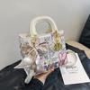 New Fashion Silk Scarf Graffiti Contrasting Color Princess Diana Bag Portable Shoulder Oblique Span Trendy Women's Bag