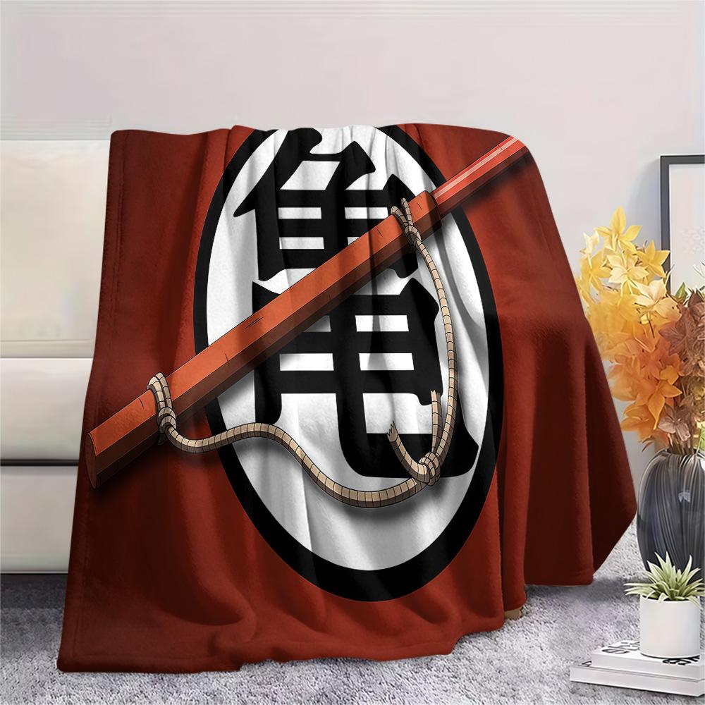 1PC Dragon Ball Logo Patterned Flannel Blanket Suitable For All Seasons For Home Decor Warmth And Comfort Gifts Holiday Present