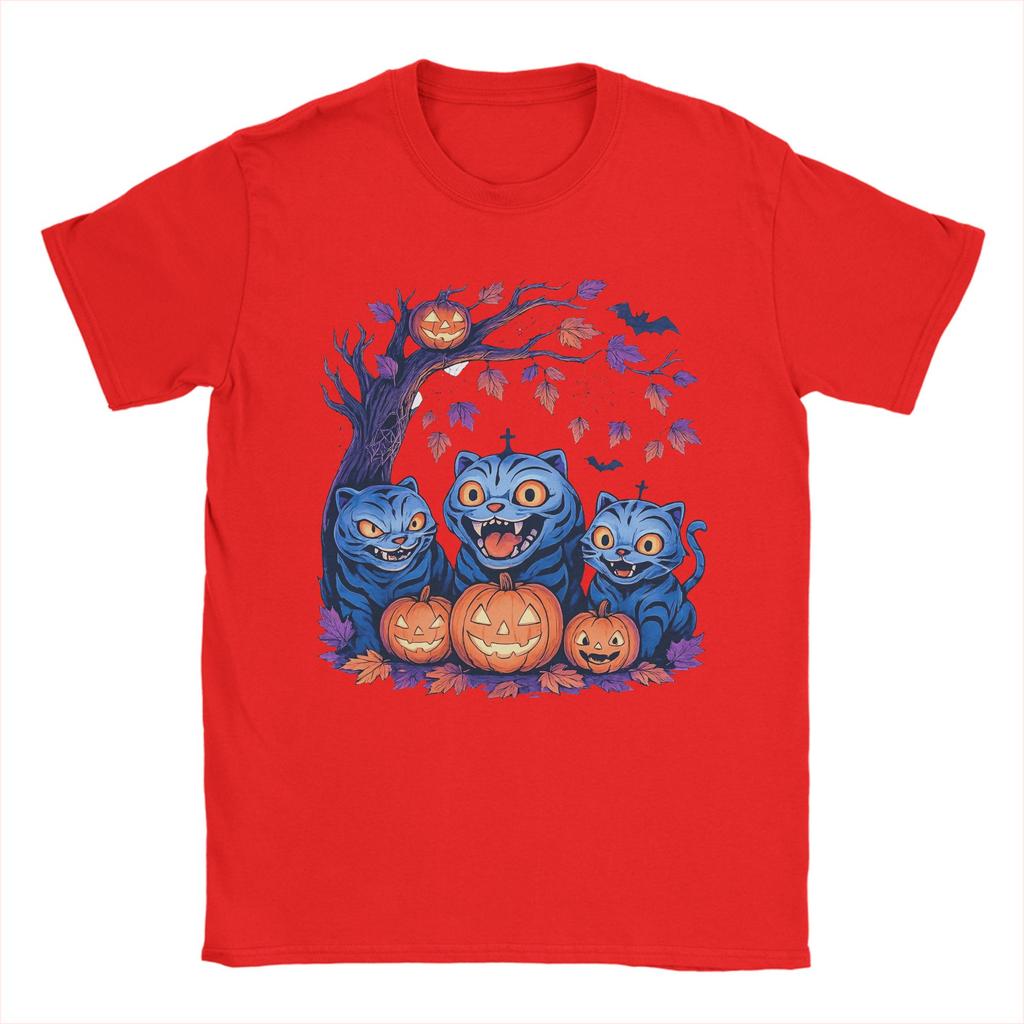 Men Spooky Huntrix Halloween Derpy Tiger T Shirt Pure Cotton Tops Novelty Short Sleeve Round Neck Tees Summer T-Shirts