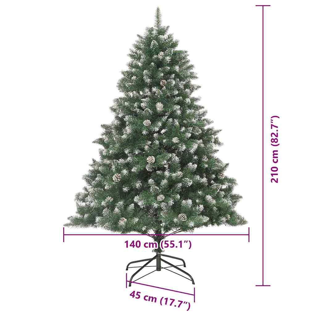Artificial Christmas Tree with 300 LEDs and Stand Green 210 cm