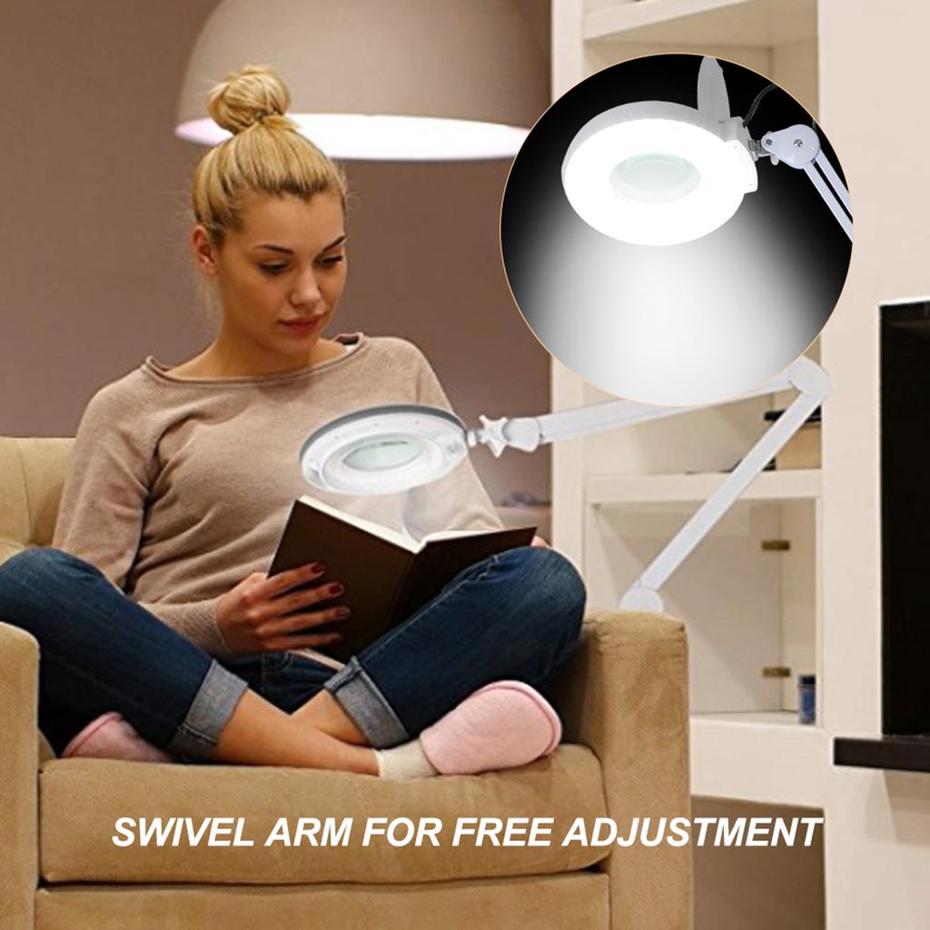 8X Illuminated Desktop Magnifying LED Lamp with Clamp Swivel Arm Reading Medical Beauty AU 220V