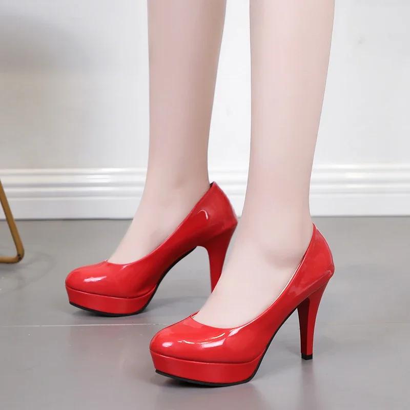 Fashion Super High Heel Women's Shoes 2025 New High Shallow Mouth Pointed Single Shoes Formal Professional Waterproof Table Pumps