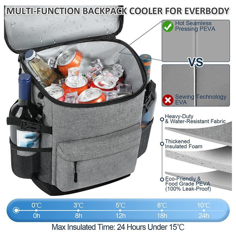 17L Extra Large Cooler Backpack 30 Cans Thermal Food Bag Fresh Keeping Food Delivery Refrigerator Box Insulated Warm Cool Bag