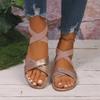 Fashion Champagne Anckle Wrap Low Heel Sandals Women Weightlight Cross Tied Flat Sandals Woman Fashion Summer Anti Slip Sandalias Mujer