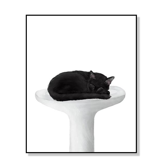 Смешной современный милый черный кот в ванной художественные постеры украшения холст картины и принты для ванной комнаты туалет гостиная декор