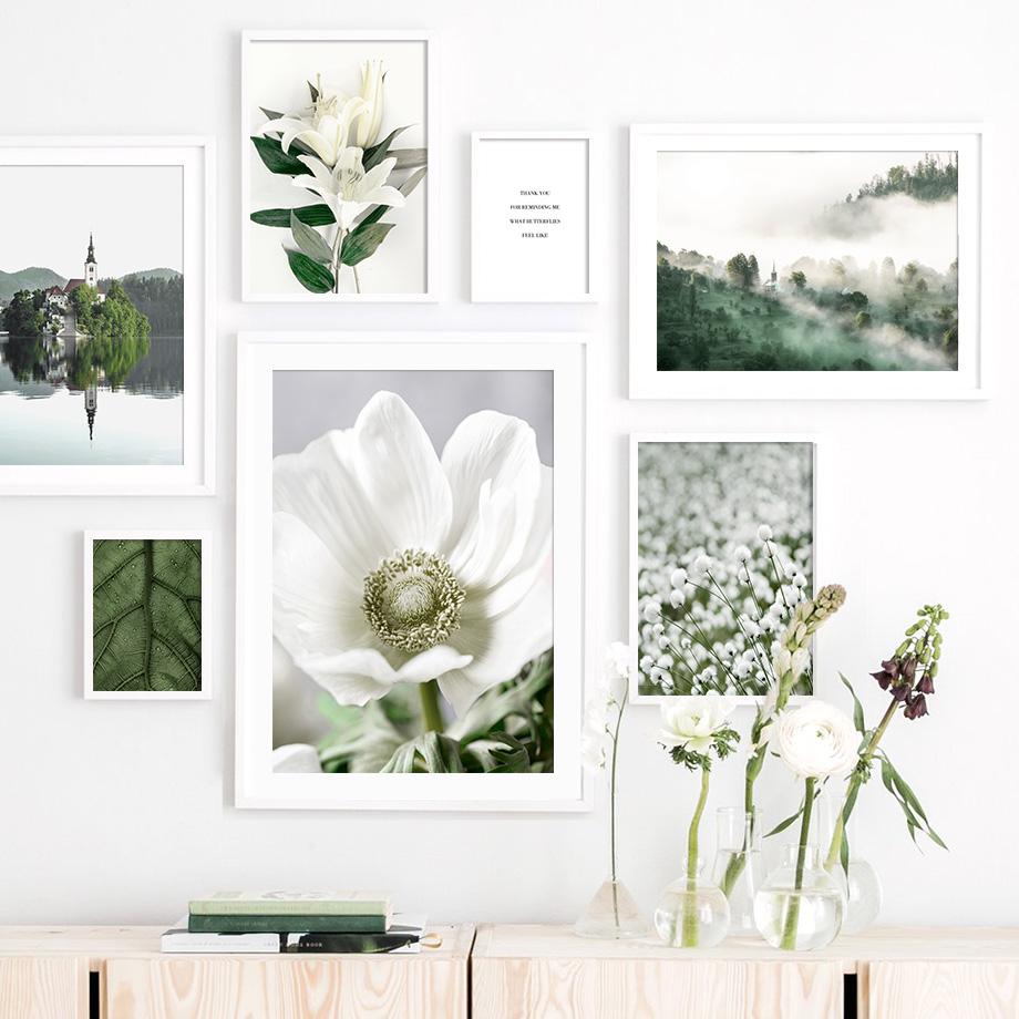 Лилия, трава, лист, туман, лес, озеро, замок, постеры на скандинавскую тему и принты, холст, живопись, настенные художественные фотографии для гостиной, домашний декор