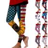 Women's Casual Fashion Outdoor Independence Day Printed Slim Elastic Yoga Pants Cropped Pants