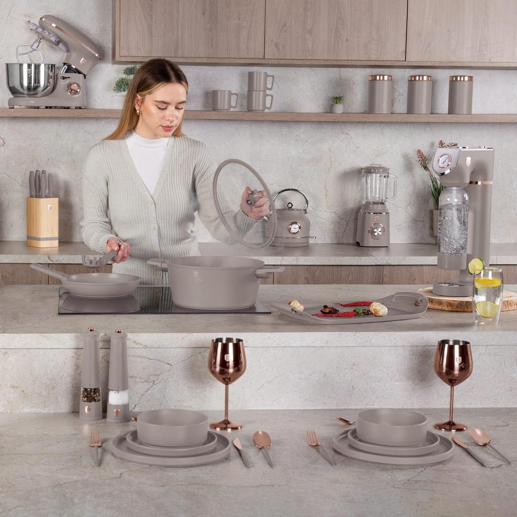 Zastawa stołowa Serwis Komplet talerzy naczyń 18 ele dla 6 osób BERLINGER HAUS Taupe BH-10023