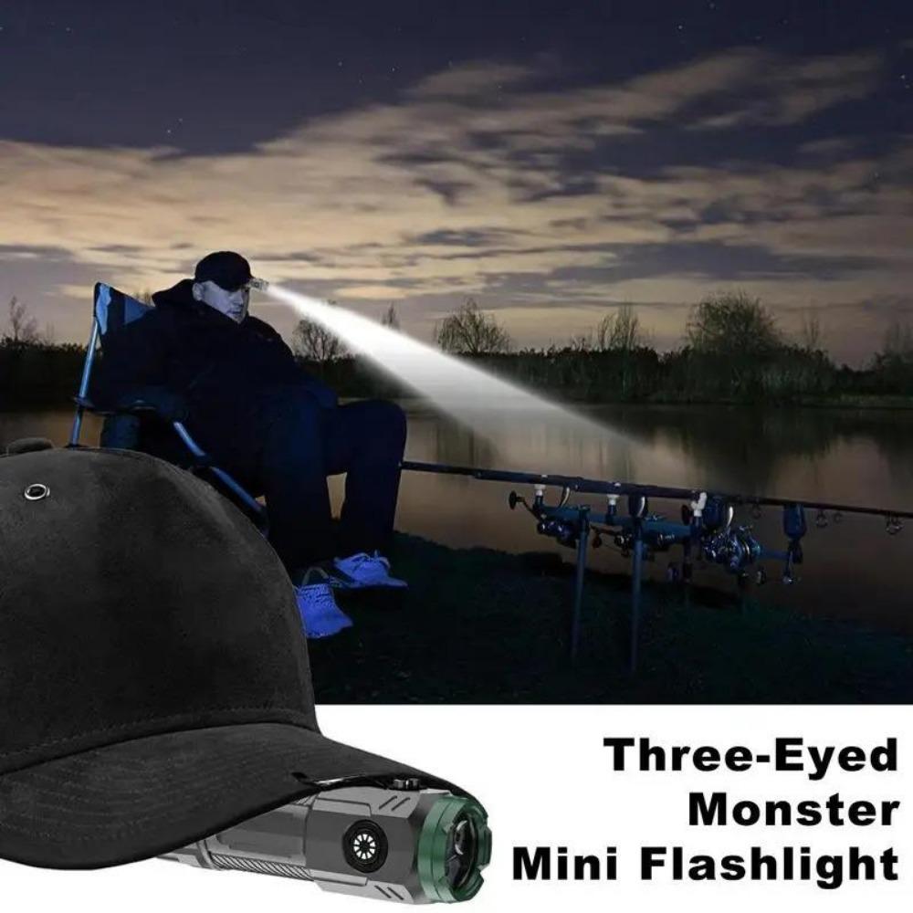 5000LM Мини Супер Яркий Фонарик Взрывная Вспышка Три Глаза Маленький Фонарик Светодиодный USB Клип Фонарик Рыбалка На Открытом Воздухе Сильный Портативный
