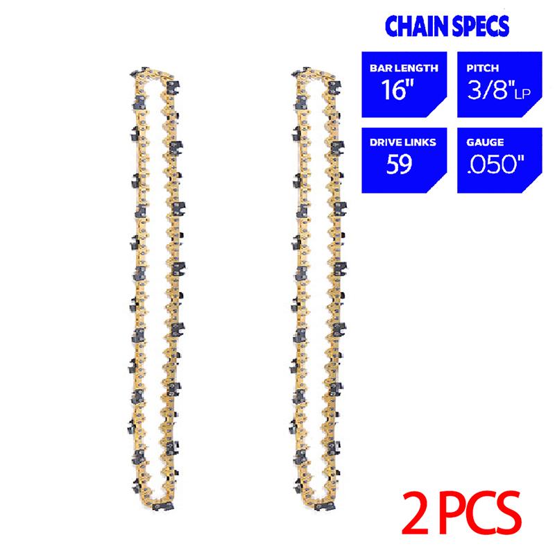 1/2/3/4/6 шт. 16-дюймовая цепная пила, лезвие для лесозаготовок, аксессуары для электропил, 59 приводных звеньев, 29 режущих звеньев, шаг 3/8 дюйма, LP, .050"