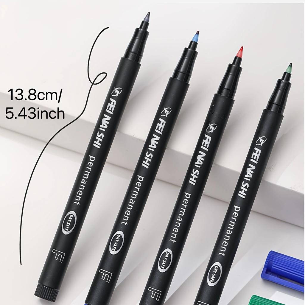4 цвета Перманентные маркеры с тонким наконечником – Яркие цвета (Черный, Синий, Красный, Зеленый) для рисования, живописи и дизайна своими руками