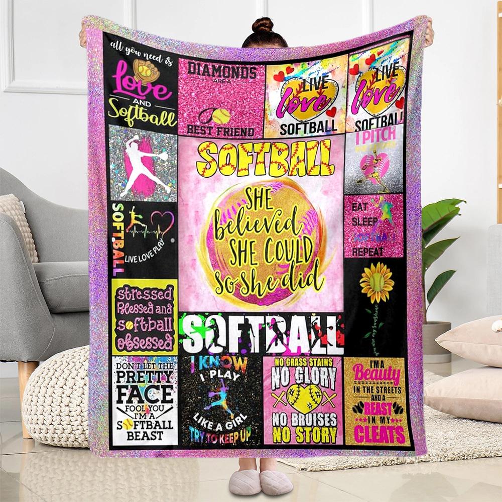 Softball Inspiration Collage Blankets are suitable for living rooms, bedrooms, camping, and other places, making them an ideal choice for gifts.
