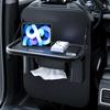 Hopeholic Car Seat Back Car Rear Seat Storage Tissue Case Folding Table Leather Easy Stain Car Large Long Black Pocket,