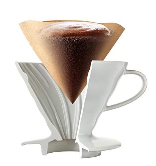 HARIO V60 Ceramic Dripper 02 cup Made in Set, 1-4 capacity, White, Japan, XVDD-3012W