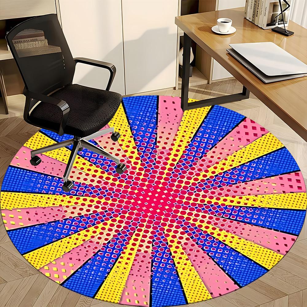 1pc Colorful Wheel Chair Carpet for Office, Round Polyester Mat, Indoor Decor for Office, Washable Non-slip Carpet yy251219132