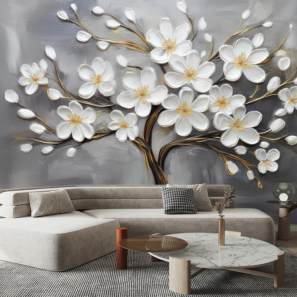 Wallpaper Abstract Tree and flowers