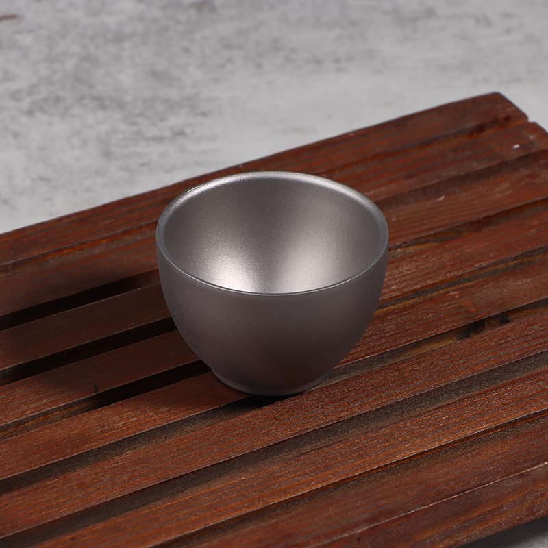 1/4Pcs Pure Titanium Double-Layer Small Tea Cup Outdoor Portable Traveling Picnic Cookware Single-Person Tea Cup Hiking Tea Cups