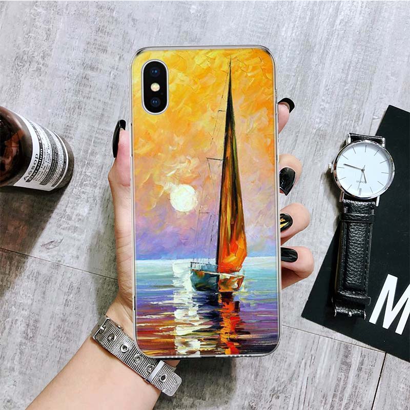 Чехол для телефона с парусником для iPhone 17 Air 16 15 Plus 11 14 Pro Max 13 Mini 12 7 8 + SE Художественный узор Индивидуальная крышка 17 Air 16 15