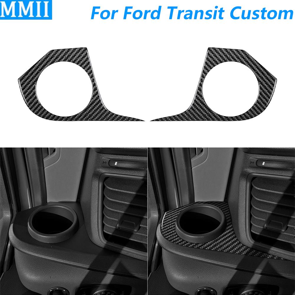 Для Ford Transit Custom V363 2024 2025 Панель-накладка на держатель для стакана центральной консоли из углеродного волокна Декоративная накладка Автоаксессуары Наклейка