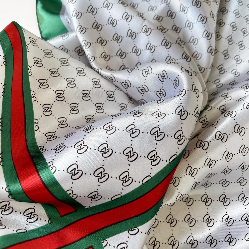 Новый шелковый шарф 90 см Женский шарф-палантин Шарф с принтом букв Атласный большой квадратный шарф Шаль