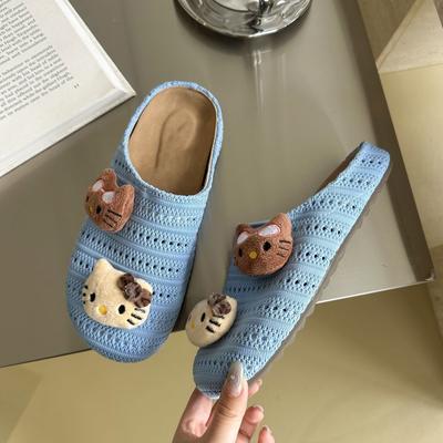 Модные милые мультяшные полые тапочки с головой-мешком, женские универсальные домашние дышащие прохладные тапочки, женские новые модели весна-лето 2025