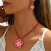 Matching Earrings Flower Necklace Earrings Set Soft Clay Wax Cord Necklace Set  Summer Daily Wear