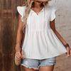 Summer Fashion Design Top Ruffle Pure Color Women’s Blouses & Shirts
