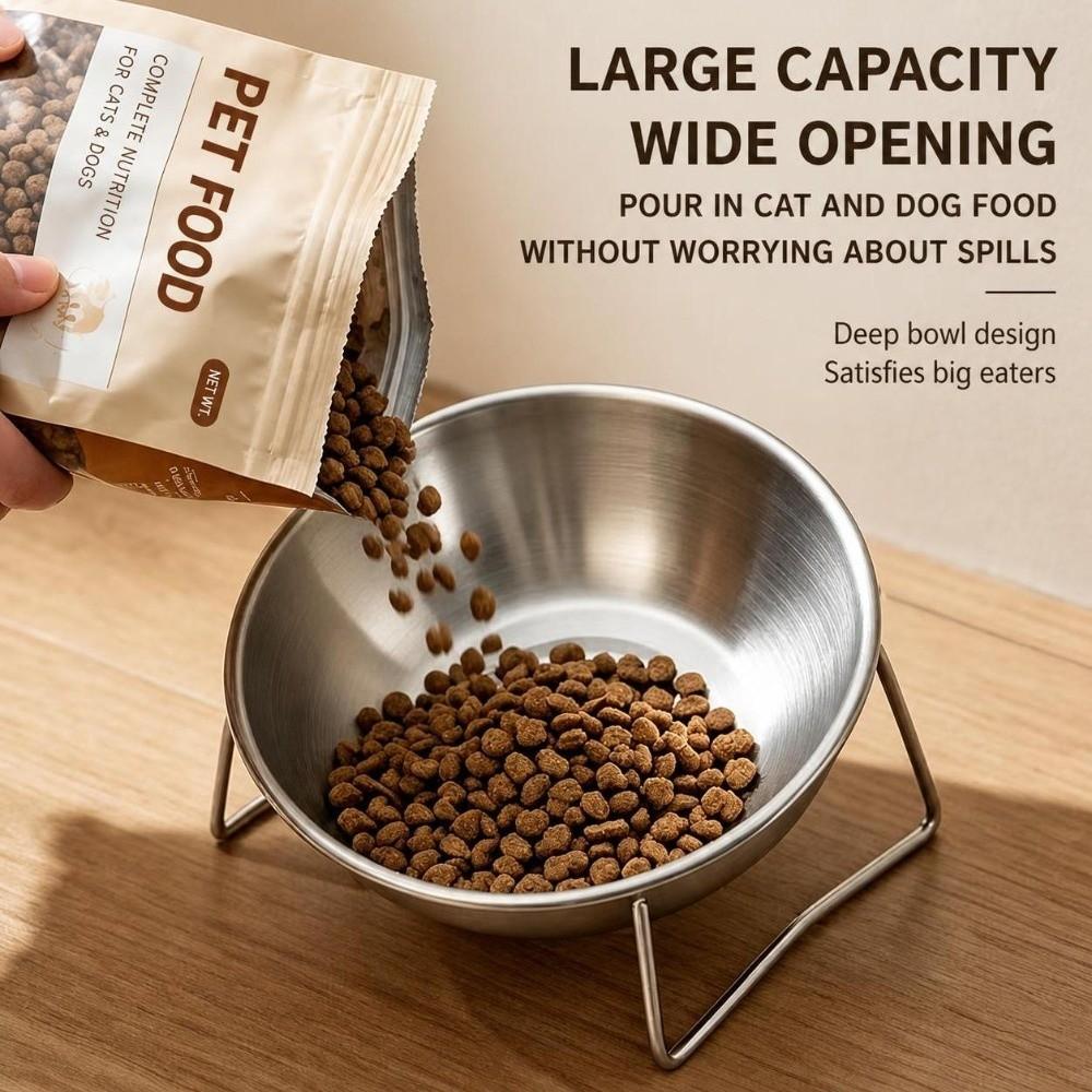 201 Stainless Steel Cat Bowls Tilted Pet Bowls Stable Cat Food Bowl Pet Supplies