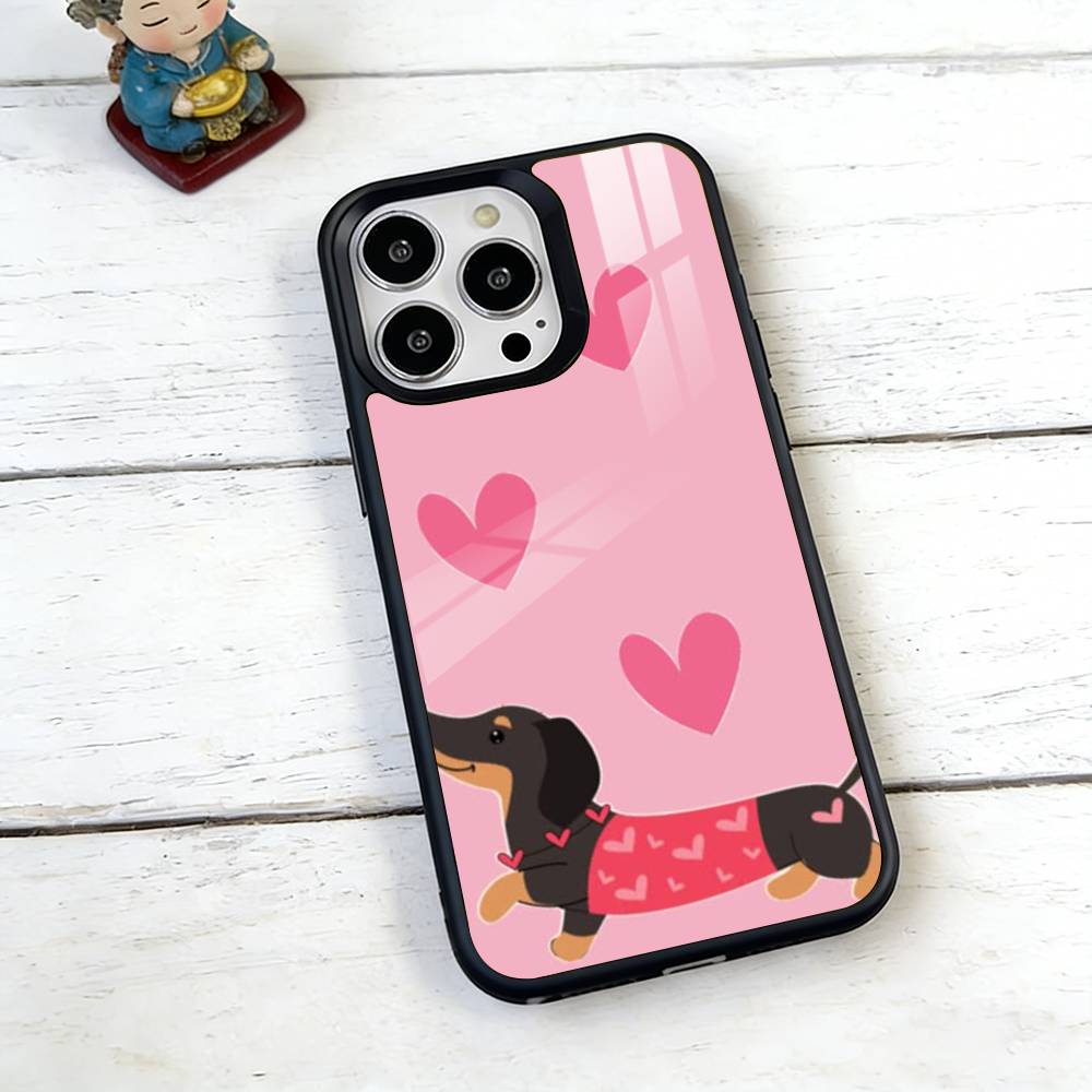 Милый Чехол для Телефона с Таксами Для iPhone17,16,15,14,13,12,11 Plus,Pro Магнитный Для Magsafe Беспроводной Зарядки
