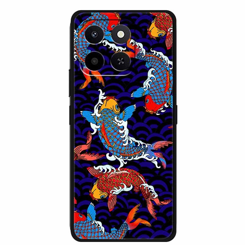 3D Emboss Case For Honor Play 10T 400 Smart 4G 5G Relief Flower Back Cover Black TPU Silicone Soft Case For Honor X7d 4G 5G Para