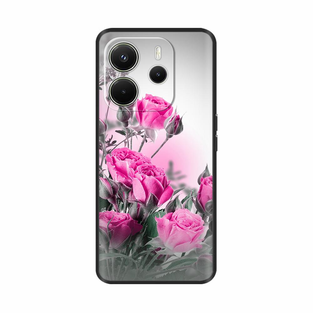Для Xiaomi Redmi Note 14 4G Чехол Роскошный Расписной Чехол Черный Силиконовый Чехол для Телефона Для Redmi Note 14 Fundas note14 4G Мягкий Бампер