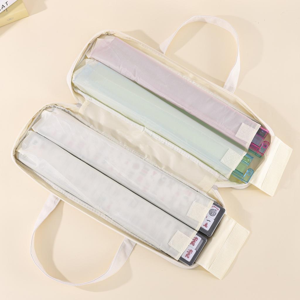 Canvas Large Capacity Mahjong Tile Bag with Zipper Mahjong Tile Storage Bag for Business Studio Home Travel Adults Teens