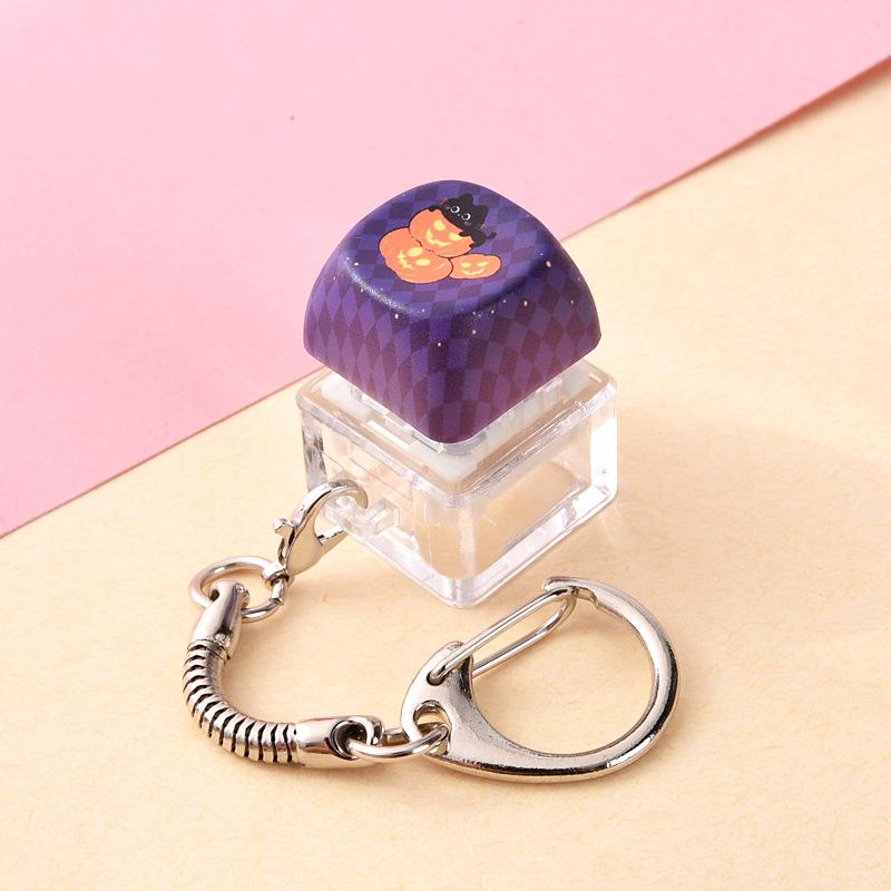 Halloween Mechanical Keycap Keychain, Portable Fidget Finger Toy Pressable Button for Office Travel Anxiety Relief Party Favor