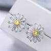 Huitan Delicate Small Flower Stud Earrings Fresh Style Yellow Daisy Floral Ear Accessory for Women Daily Wear Statement Jewelry