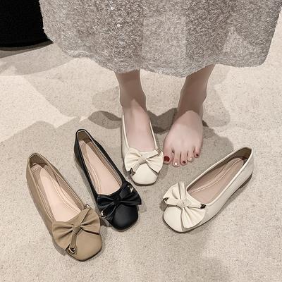 С юбкой фея ветер нежные туфли весна и осень универсальные туфли-бини бант 2025 новые медсестры балетки