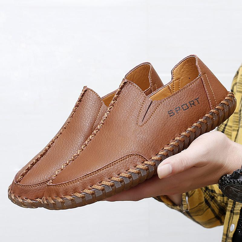 Мужские мокасины коричневые походные туфли мокасины без застежек обувь для вождения повседневная кожаная обувь ручной работы для активного отдыха черные широкие туфли для отца