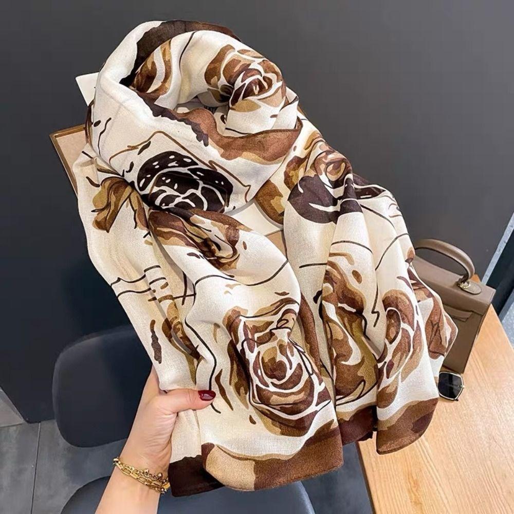 Elegant Sunscreen Foulard Shawl Korean Style Luxury Silk Scarf Fashion Shawl Wrap Female