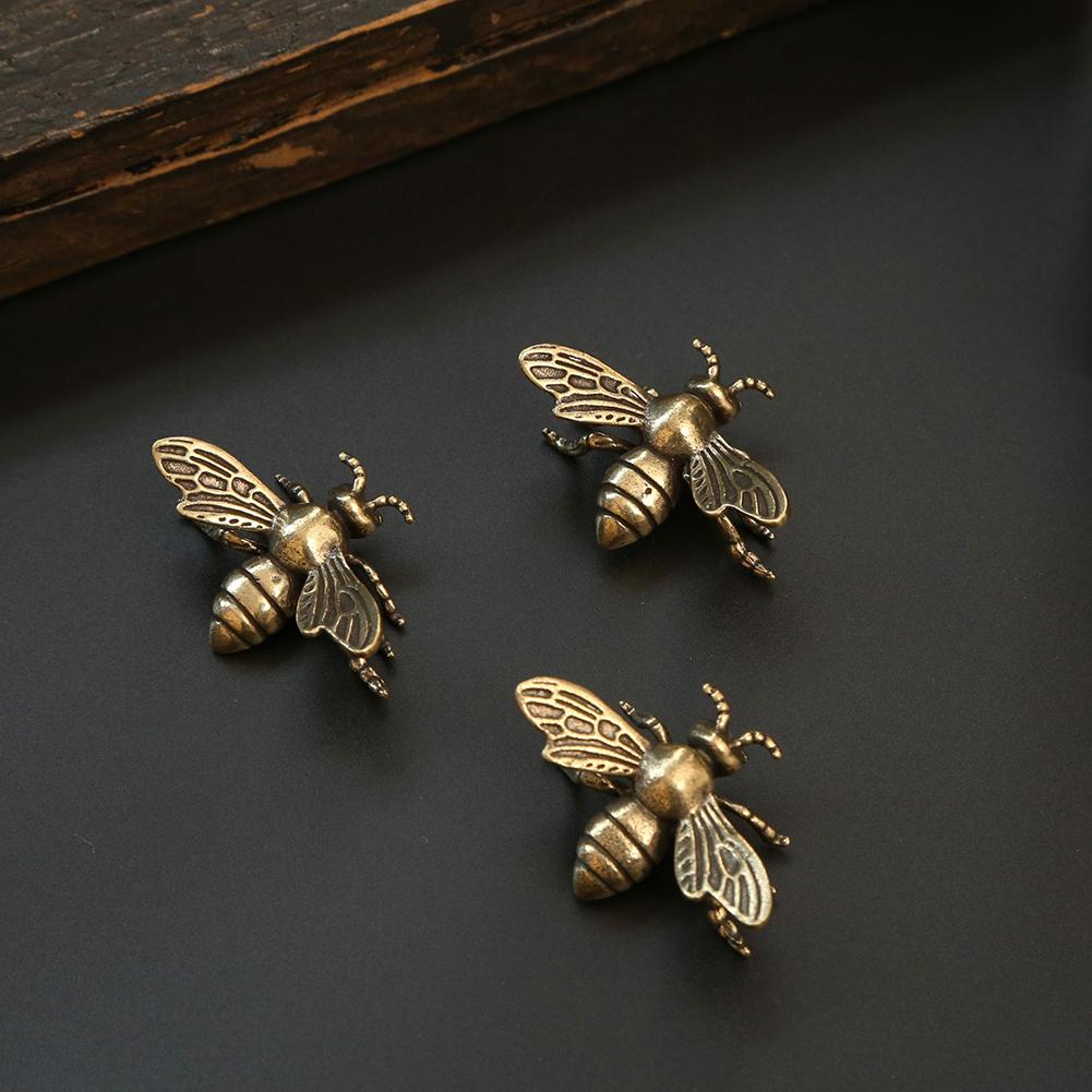 Solid Brass Insect Honeybee Figurines Miniatures Tea Desktop Beetle Home Collection Decorations X1G6