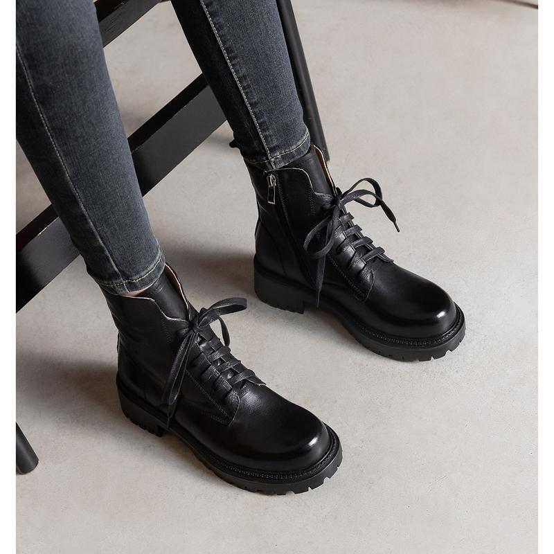 Новые осенне-зимние женские ботинки Модные рыцарские ботинки для женщин Круглый носок Массивный каблук Женская обувь Zapatos Mujer Обувь на платформе