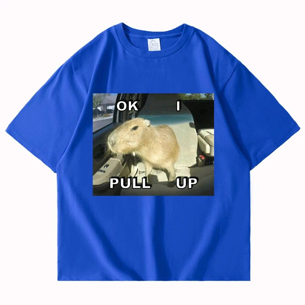 Capybara Meme забавная уличная футболка с принтом автомобиля, топы с капибарами, футболки для женщин унисекс, винтажная летняя футболка Kawaii