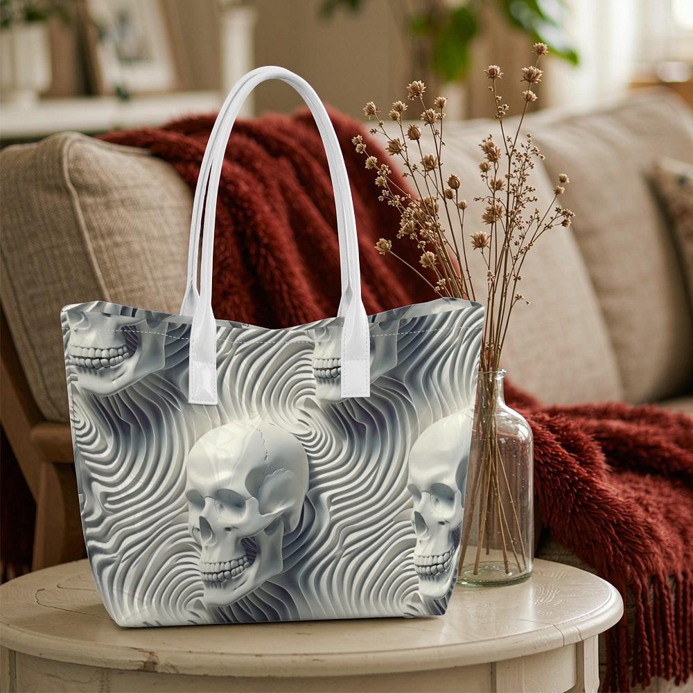 Skull Pattern Shoulder Tote Bag Fashion Unique Handbag for Daily Use