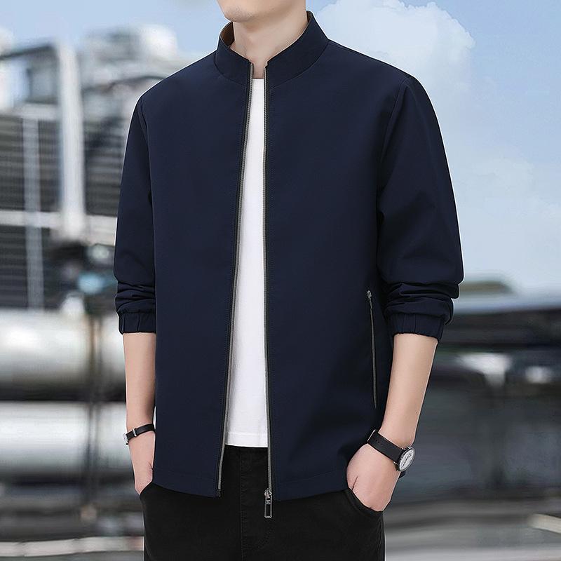 2024 Spring/Autumn Stand Collar Executive Jacket for Men - Business Casual Zhongshan Style for Dads