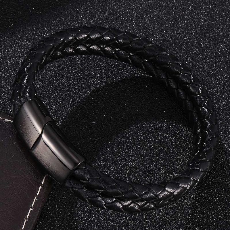 Jewelry Of Men Black Braided Leather Bracelet Cuff Bracelet Bangle Fashion Gift