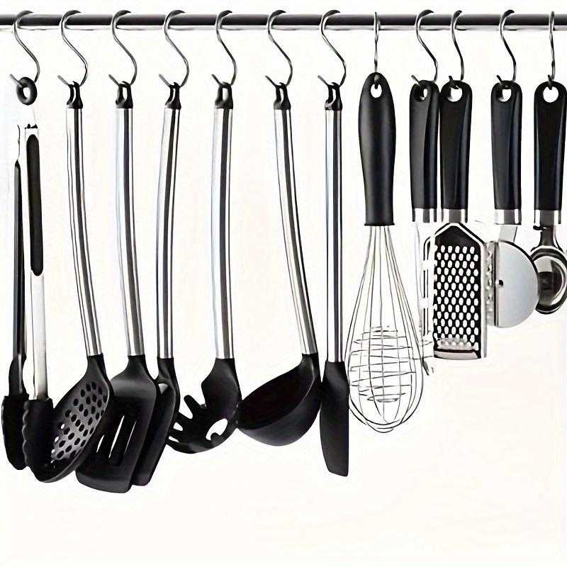 20Pcs Heavy-Duty Stainless Steel S-Shaped Hooks - Rust-Proof Kitchen Hooks, Curved Design, Space-Saving Organizer for Pots, Pans, Bags, Cups, Cutlery
