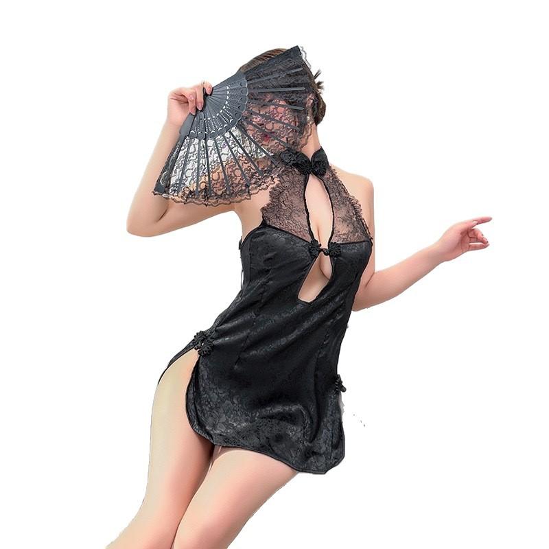 Large size erotic underwear no-take robe sexy hot cheongsam uniform temptation new small chest passion bed pajamas