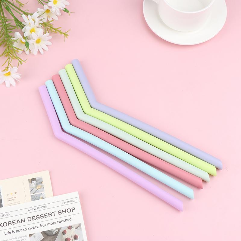 6Pcs Reusable Food Grade Silicone Straws Straight Bent Multicolor Drinking Straw For Children'S Party Bar Accessories
