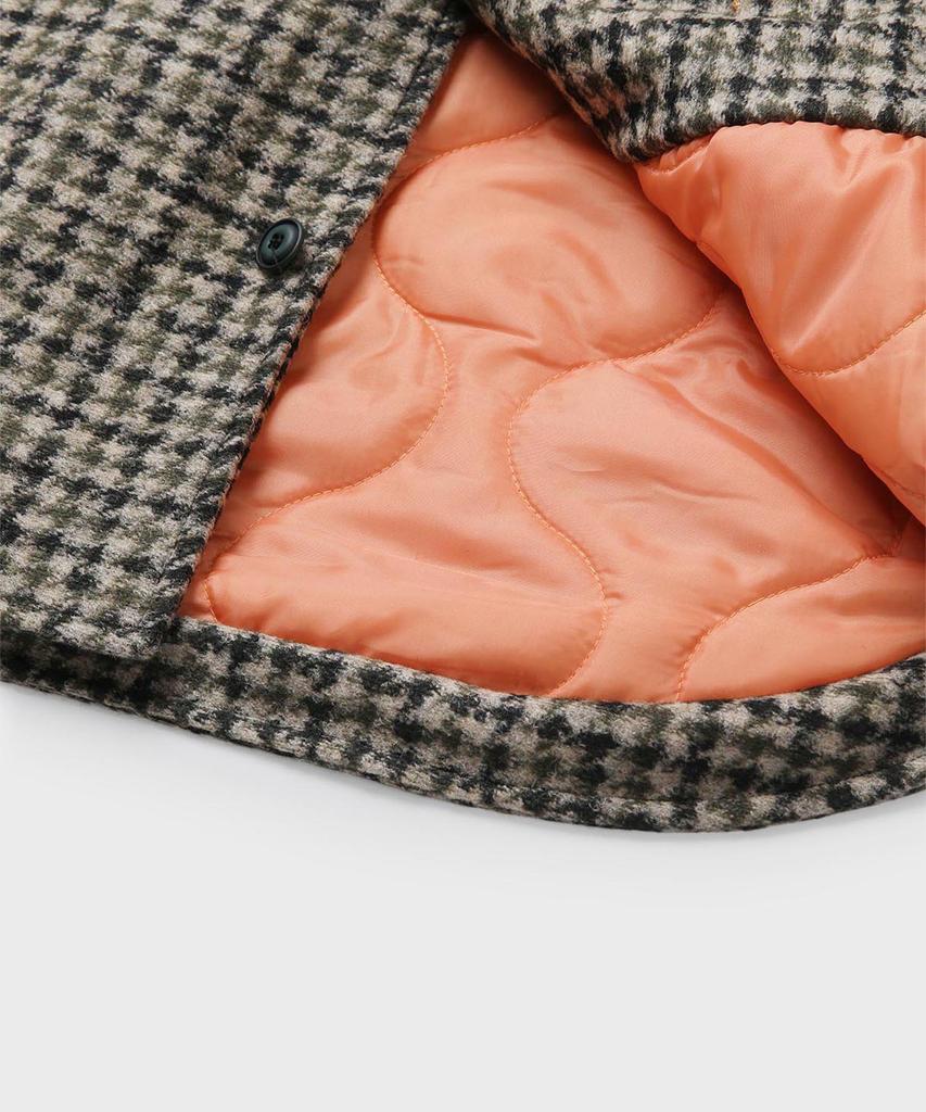 Panicale Wool Blend Check Padded Shacket [Brown]