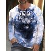 Tiger Print Pullover Autumn Winter Men's Casual Long Sleeve Round Neck Sweatshirt Streetwear Harajuku Men's Wear